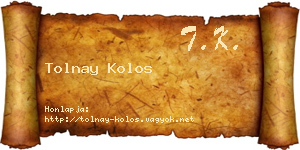 Tolnay Kolos névjegykártya