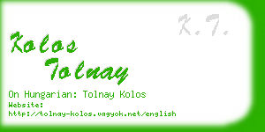 kolos tolnay business card